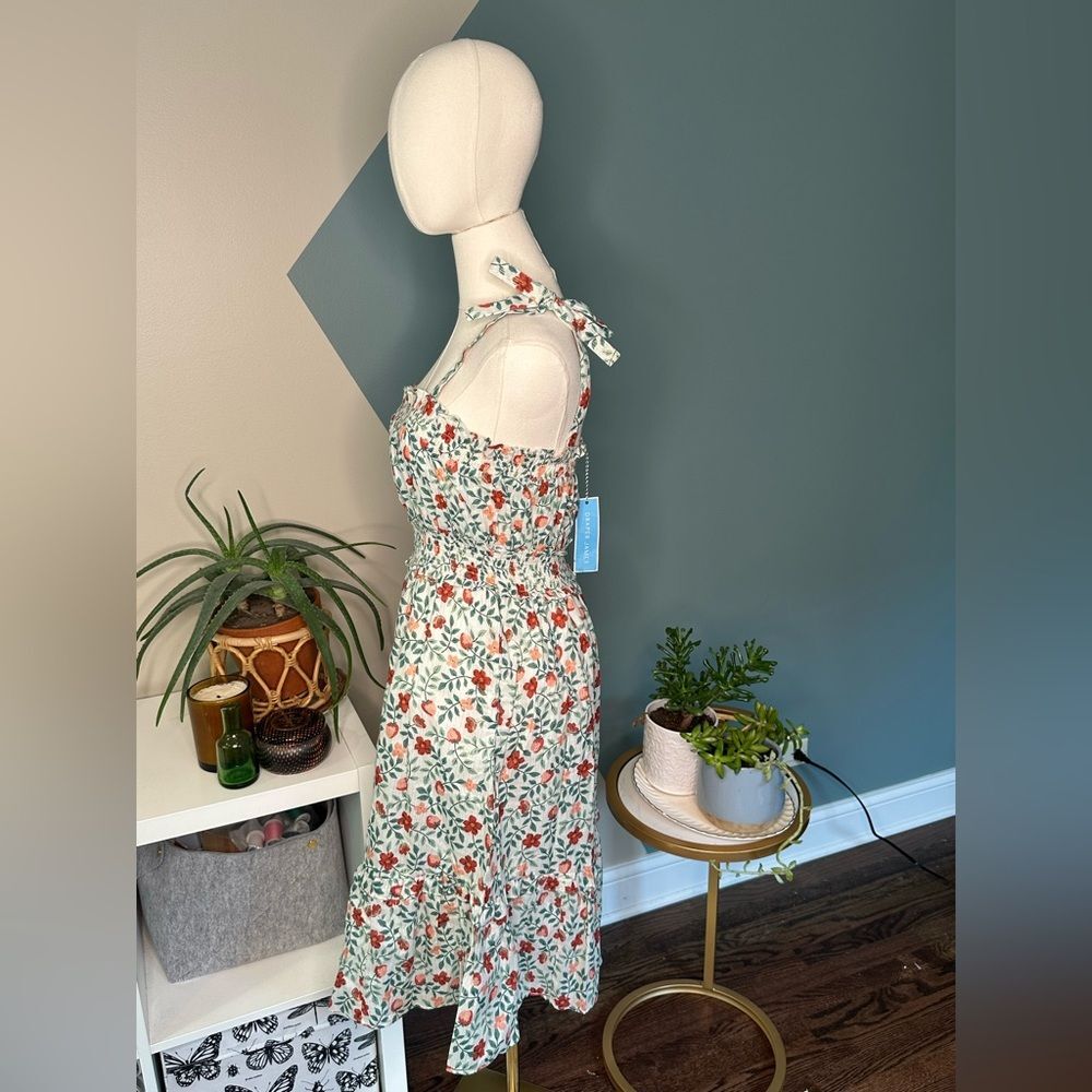 Draper James Taylor Smocked Waist Dress XS NWT Strawberry Floral Cotton - Picture 3 of 11